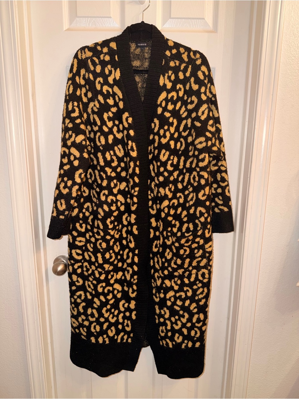 torrid Black & Mustard Leopard Print Long Open Cardigan